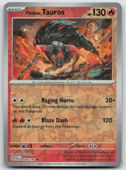 Paldean Tauros 028/193 Uncommon Paldea Evolved Pokemon Reverse Holo NM - Image 1