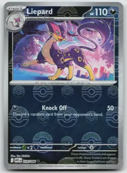 Liepard 056/086 Uncommon White Flare Pokemon Pokeball Reverse Holo NM - Image 1