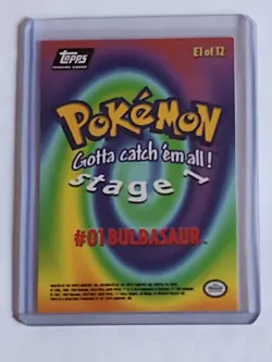 💸📈 HOT 🔥 POKEMON RARE Bulbasaur #01 E1/12 Stage 1 Topps Black Label Card 🔥 - Image 2