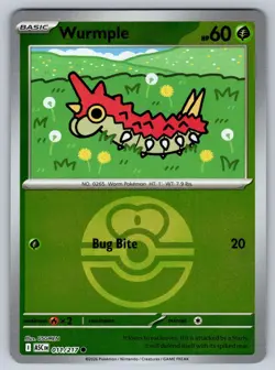 Wurmple (Love Ball) 011/217 Holo Common Ascended Heroes Pokemon Reverse Holo NM - Image 1