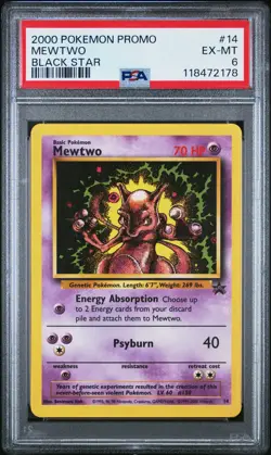 2000 POKEMON PROMO BLACK STAR #14 MEWTWO PSA 6 - Image 1