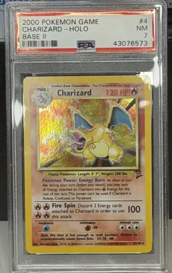Charizard Pokemon 2000 Holo Base Set II English 4/130 PSA 7 - Image 1