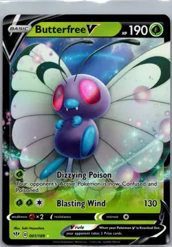 Butterfree V 001/189 Darkness Ablaze Pokemon TCG Holo V Rare NM - Image 1