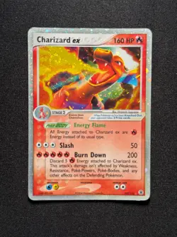 2004 Pokemon EX FireRed LeafGreen Charizard ex 105/112 Holo Swirl HP Damaged - Image 1