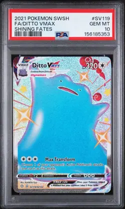 2021 Pokemon TCG Ditto Vmax SV119/SV122 Full Art Shiny GRADED PSA GEM MINT 10 - Image 1