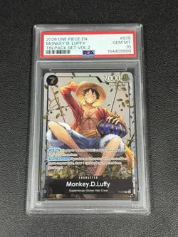 2026 ONE PIECE PROMOS TIN PACK SET VOL.2 #075 MONKEY D. LUFFY PSA 10 - Image 1