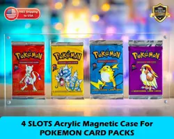 Pokemon 4 Slots Acrylic Magnetic TCG Booster Trading Card Pack Protecting Case - Image 1