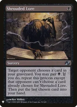 Shrouded Lore 91/165 PLST PLC Kev Walker Sorcery Recursion Black List MTG 1993 - Image 1