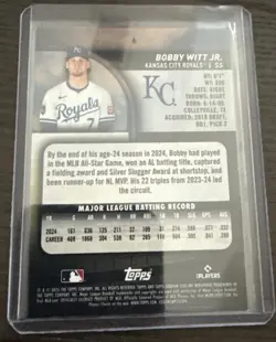 2025 Topps Stadium Club #6 Bobby Witt Jr. Blue Foil SP Hobby Exclusive - Image 3