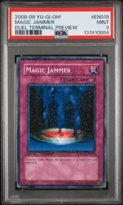 2008-09 YU-GI-OH! DUEL TERMINAL PREVIEW #EN018 MAGIC JAMMER PSA 9 - Image 1