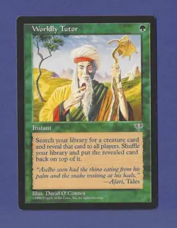 1996 Magic the Gathering - Worldly Tutor - Mirage MTG - Image 1