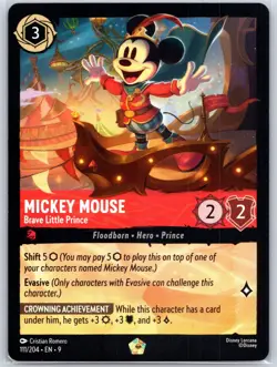 Mickey Mouse - Brave Little Prince 111/204 Legendary Fabled NM Lorcana Disney - Image 1