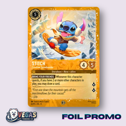 Stitch Carefree Snowboarder 42/P3 Glimmer Foil Promo Unsealed NM Disney Lorcana - Image 1