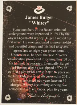 James Bulger 2016 Historic Autographs The Mob #50 Trading Card Whitey - Image 2
