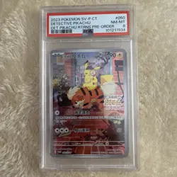 2023 POKEMON TRADITIONAL CHINESE SV-P PROMO #050 DETECTIVE PIKACHU PSA 8 - Image 1