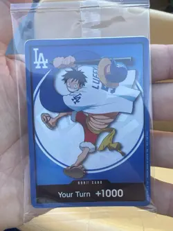 Bandai Namco One Piece Don!! Card Monkey D. Luffy LA Dodgers Promo Foil - Image 3