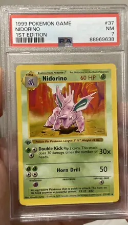 Pokemon Nidorino Base Set Shadowless 1st Edition #37 PSA 7 - Image 1