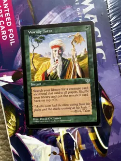 MTG Worldly Tutor Mirage 1996 Magic The Gathering LP Vintage Tutor Card - Image 1