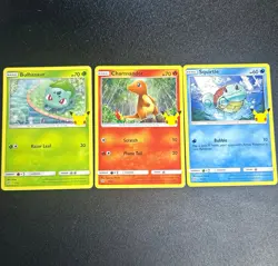2021 McDonald's Promo 3-Card Lot Kanto Starters Bulb, Char, Squit | Non-Holo - Image 1