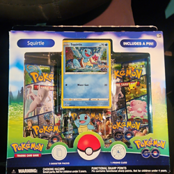 Pokemon TCG Pokemon GO Squirtle Pin Collection Box - 3 Packs, Promo Card, Pin - Image 1