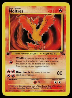 Pokemon Card - Moltres Fossil 27/62 1st Edition Rare - Image 1