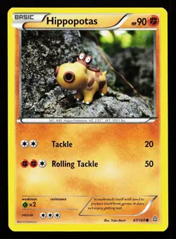 Hippopotas 87/160 Common Primal Clash Pokemon Card - Image 1