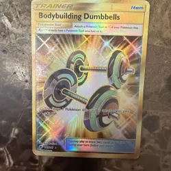 Pokemon Bodybuilding Dumbbells Card Burning Shadows 161/147 Secret Rare Holo HP - Image 1