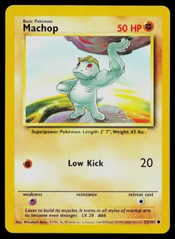 Pokemon Card Base Set Machop 52/102 1999-2000 4th Prink UK Exclusive - Image 1