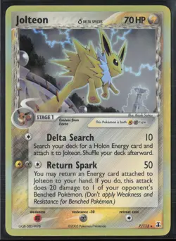 Jolteon 7/113 EX Delta Species 2005 Holo Rare Pokemon Card - Image 1