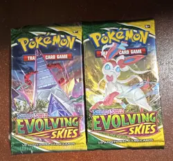 Pokemon TCG Evolving Skies Booster Pack Lot - 2 Packs, 10 Cards Each, English - Image 1