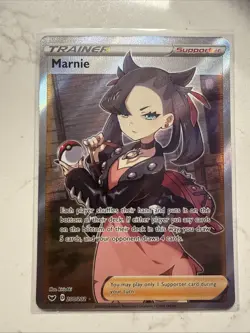Pokemon Marnie Trainer Card TCG Full Art Sword & Shield 200/202 - Image 1