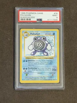 POLIWHIRL Pokemon Card - WOTC - Base Set Shadowless 38/102 PSA 9 - Image 2