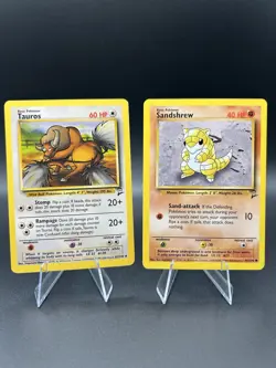✨2 Card Lot- Base Set 2 Sandshrew & Tauros. Vintage. LP - Image 1