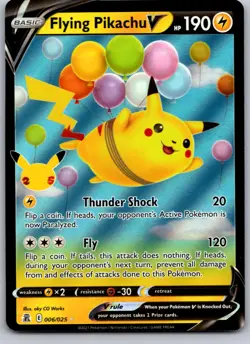 FLYING PIKACHU V 006/025 CEL CELEBRATIONS POKEMON CARD TCG LP 2021 HOLO - Image 2