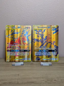 Pokemon Tag Team Reshiram Charizard SM247 & Pikachu Zekrom SM248 GX JUMBO Cards - Image 1