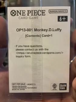 Monkey.D.Luffy (Ichiban Kuji Exclusive) OP13-001 One Piece Promo English Sealed - Image 2