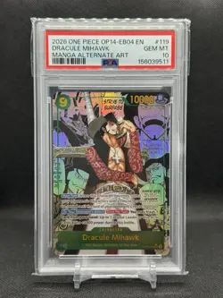 2026 One Piece Dracule Mihawk OP14-EB04 EN Manga Alternate Art PSA 10 GEM MINT - Image 1
