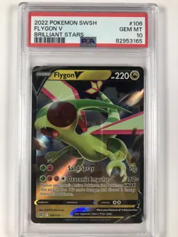 2022 POKEMON SWORD AND SHIELD BRILLIANT STARS 106 FLYGON V PSA 10 GEM MINT 🔥 - Image 1