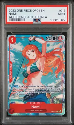 Bandai Nami Alternate Art Errata Rare Foil OP01-016 Romance Dawn PSA 9 - Image 1