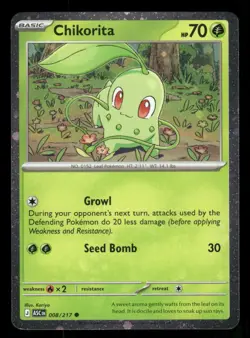 Chikorita (Cosmos Holo) 008/217 Common Miscellaneous Cards & Products Pokemon NM - Image 1