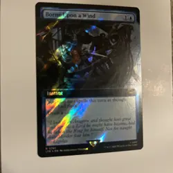 1x SURGE FOIL BORDERLESS BORNE UPON A WIND - Lord of the Rings - MTG - NM - Image 1