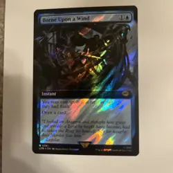 1x SURGE FOIL BORDERLESS BORNE UPON A WIND - Lord of the Rings - MTG - NM - Image 2