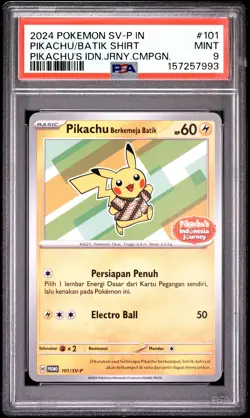 2024 POKEMON INDONESIAN SV-P PROMO #101 PIKACHU IN BATIK SHIRT PSA 9 - Image 1
