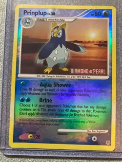 PRINPLUP - 2007 POKEMON DIAMOND & PEARL STAMPED HP 80 REVERSE HOLO 58/130 - Image 1