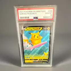 The Pokemon Company Surfing Pikachu V 008/025 PSA 10 2021 Celebrations Holo - Image 1