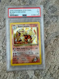 Blaines Arcanine 1/132 Gym Challenge Holo PSA 5 EX 2000 Pokemon WOTC - Image 1