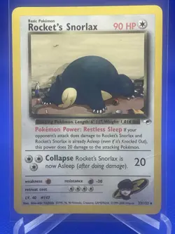 Pokemon Rocket's Snorlax Gym Heroes Rare Regular 033/132 90 LP English 2000 - Image 1
