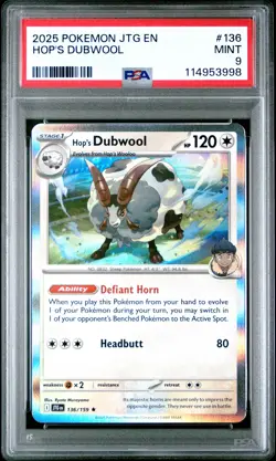 2025 POKEMON JTG EN-JOURNEY TOGETHER #136 HOP'S DUBWOOL PSA 9 - Image 1