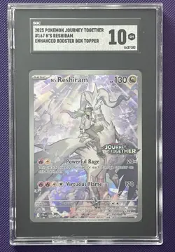 Pokemon Journey Together N's Reshiram 167/159 SGC Gem Mint 10 - Image 1