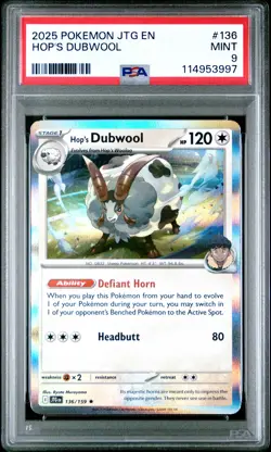 2025 POKEMON JTG EN-JOURNEY TOGETHER #136 HOP'S DUBWOOL PSA 9 - Image 1